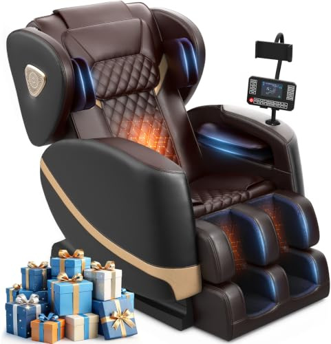 FURNIMAT 2026 Upgrade Massage Chair, Full Body Massage Chair with 10 Fix Points, Heating, Foot Massage, Auto Modes, Bluetooth Speaker, Touch Screen Controller, Zero Gravity Home Office