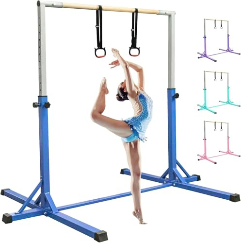 Reckstange kinder turnreck indoor outdoor,turnstange Gymnastikstange Kinder Gymnastics Bars for Kids mit 13 Höhenverstellbar, Turnreck Gymnastik Kinder Reck Reckanlage Horizontale Training Bar