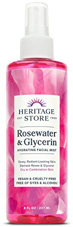 Heritage Store Rosewater with Glycerin | Alcohol Free, 100% Pure Vegan | Benefits Skin, Hair & More | Facial Toner & Moisturizer | Mist Spray | 8 oz