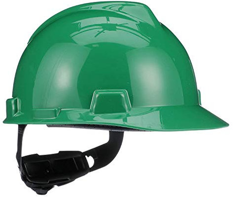 MSA 475362 V-Gard Sicherheitshut mit Fas-Trac III Ratschenaufhängung | Polyethylen-Schale, hervorragender Aufprallschutz, selbstjustierende Kronengurte - Standardgröße in Grün