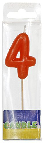 Folat 07774 Colourful Birthday Candle Number 4, Multi-Colored