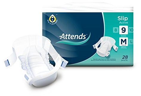 Attends Slip Active 9M, Einmalslip, bei starker Inkontinenz, Größe M, 4 x 28 St