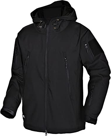 Kelmon Men's Softshell Jacket Warm Fleece Waterproof Military Tactical Jacket Outdoor Windproof Functional Jacket with Multiple Pockets Hood Jackets Hunting Hiking