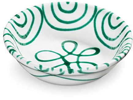 GMUNDNER KERAMIK Cereal Bowl, Green Flamed, D: 5.5 inches, Handmade in Austria