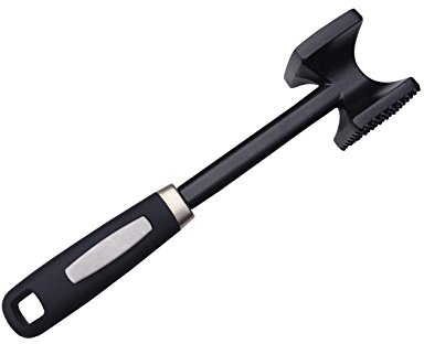 Checkered Chef Herramienta ablandadora de carne, mazo de cocina de metal apto para lavavajillas para ablandar pollo, carne de res, cerdo y nueces con agarre antideslizante