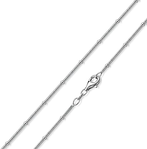 MATERIA Damen Kugel Schlangenkette Silber 925 Halskette 1mm rhodiniert in 6 Längen + Box #K66, Länge Halskette:80 cm