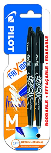 Pilot Spain Frixion Ball Kugelschreiber, radierbar, Schwarz, 2 Stück
