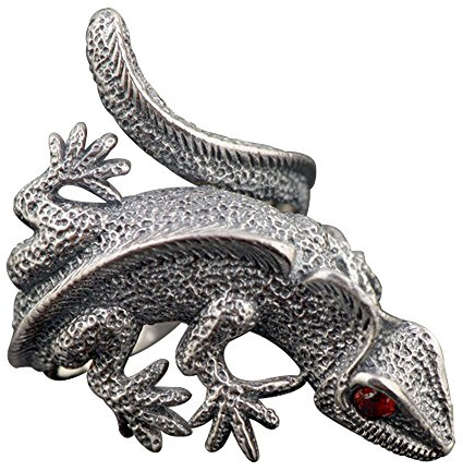 Vintage Echt 925 Sterling Silber Eidechse Ring Designer Schmuck für Herren Damen Offen und Verstellbar