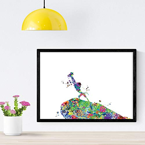 Nacnic Poster de El Rey Leon estilo acuarela. Láminas de cine, películas, y actores. Posters de películas antiguas con estilo acuarela. Tamaño A4