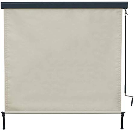 HWC-F42 - Toldo vertical para exteriores, protección UV 50, tela 250 x 180 cm, color crema y beige