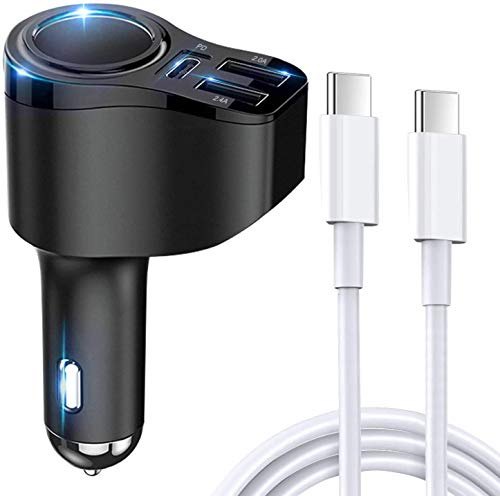 Blsyetec USB C Autoladegerät Zigarettenanzünder 48W PD3.0 KFZ Ladegerät Auto Ladegerät mit USB C Ladekabel Kompatibel mit iPhone 17 16 15 14 13 12 Samsung S25 S24 Huawei GPS Dash Kamera