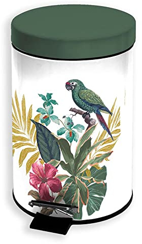 Douceur d'Intérieur, Poubelle à Pédale (3 l) Equatorial Vert, Métal Imprimé