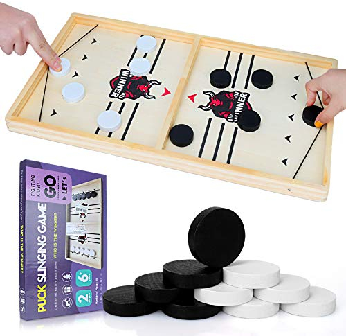 GUBOOM Brettspiel Hockey, Brettspiele Erwachsene, Spiele für Erwachsene, Schnelles Sling Puck-Spiel, Partyspiele, Hockey Spiele für 2 Personen und Familie