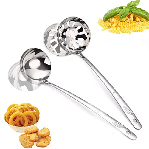 Schöpflöffel Edelstahl, 1 Pcs Suppenkelle Edelstahl, 1 Pcs Schaum Löffel für Verschiedene Lebensmittel zu Erfüllen, Perfekt für Eintöpfe, Chili, Spaghetti-Sauce, Suppen und Vieles Mehr