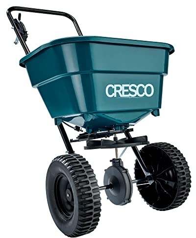 CRESCO 8SW - Esparcidor profesional de abono y salero – Carro esparcidor universal para verano e invierno – Para fertilizantes, semillas de césped y esparcimientos en invierno – Con sistema deslizante