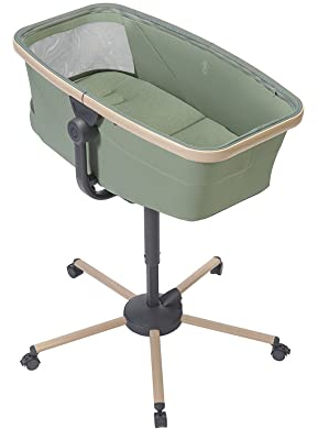 Maxi-Cosi Alba All in 1 Stubenwagen, Einfacher Wechsel zwischen Stubenwagen, Liegewagen und Hochstuhl, 100% recycelte Stoffe, 0 Monate - 3 Jahre alt (15kg), Beyond Green