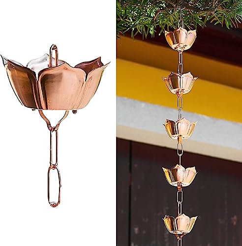 Regenketten Regenwasserkette Rain Chain Kupfer Groß Cup Regen Kette, Japanischer Stil Funktioneller Und Dekorativer Ersatz Für Dachrinnen Und Fallrohre, Garten Bauernhaus Eimer Weinlese Blumenbecher (