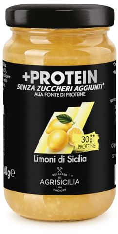 Agrisicilia +Protein Marmellata di Limoni di Sicilia, high protein e senza zuccheri aggiunti, ideale per dieta e sport vasetto da 240g
