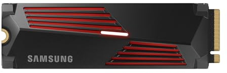 Samsung 990 PRO Heatsink NVMe M.2 SSD with heat sink, 4 TB, PCIe 4.0, 7,450 MB/s read, 6,900 MB/s write, Internal SSD with RGB for PC/console gaming and video editing, MZ-V9P4T0CW