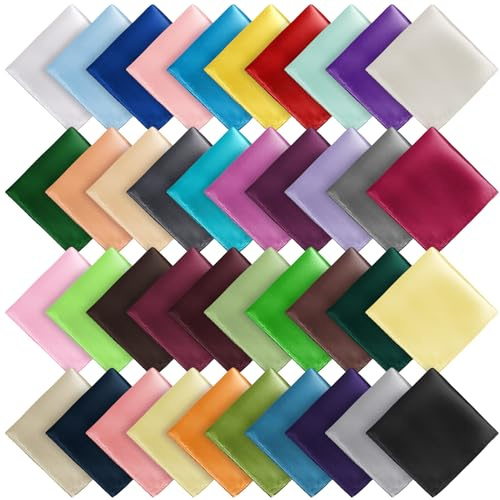 Newcotte 40 Pcs Pocket Squares for Men Assorted Solid Color Handkerchief Suit Pocket Handkerchief Soft Pocket Square Hanky for Party Wedding Accessories, 8.6 x 8.6 Inch