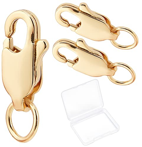 Beebeecraft 1 Caja 20 Cierres de Langosta Chapados En Oro de 18k con Garra de Langosta Cierres de Pulsera Conector con Anillo de Salto Abierto para Manualidades Joyería Cadenas Hacer Aplausos