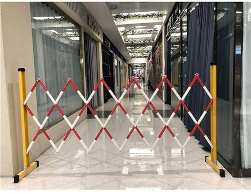 ZHEYANG Robustes, erweiterbares mobiles Absperrgitter mit Rollen und rutschfesten Füßen, ideal für Schulen, Garagen und Arbeitsbereiche(Size:1.2 x 7M)