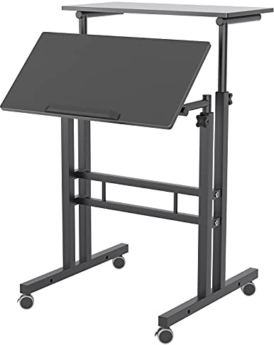 soges Mesa de Pie Ajustable Escritorio de Computadora Estación de Trabajo Móvil Escritorio Sit-Stand Escritorio de Pie, Escritorio Superior