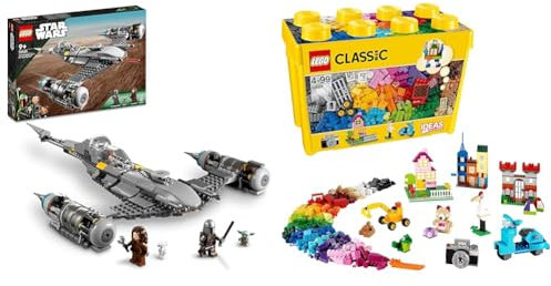 LEGO 75325 Star Wars The Mandalorian's N-1 Starfighter Building Toy, The Book of Boba Fett, Gift idea Age 9 Plus with Baby Yoda and Droid Figures & 10698 Classic Creative Brick Storage Box Set,