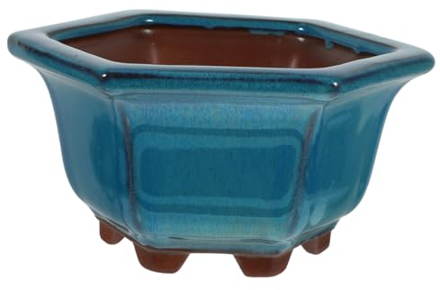 BESPORTBLE Keramik Blumentopf Blau mit Abflussloch und Kunststil für Garten