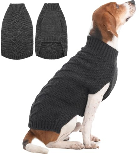 IECOii Hundtröja stor storlek hund, XL hundtröja ärmlös med bra stretchig, varma vinterstickade kläder för manliga kvinnliga hundar, tröjor för kallt väder till jul Thanksgiving Halloween, grå-XL