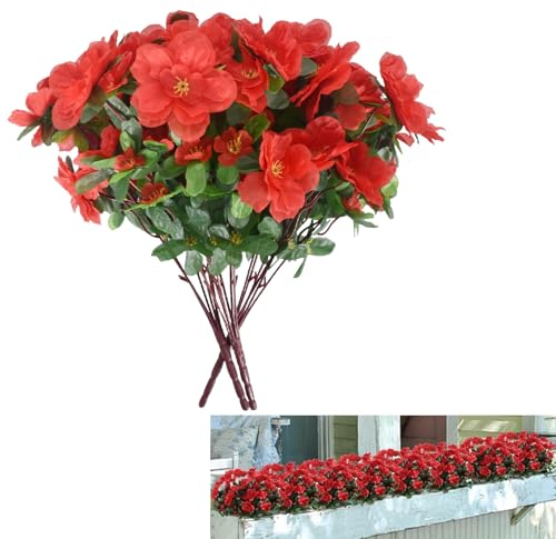 SAVOSWEET Künstliche Blumen, 3 Bündel Künstliche Geranie, Künstliche Blumen Wetterfeste, Kunstblumen für Außen, UV-beständige Kunstblumen Wie echt für Hängende Garten Veranda Fenster Box Dekor