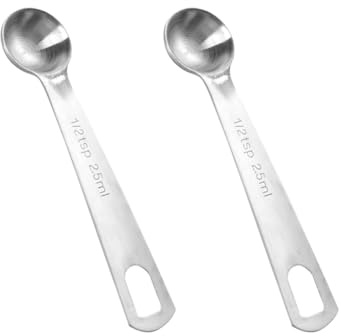 FSSTUD 2 Pcs 2.5ml Stainless Steel Measuring Scoops Dry Liquid Ingredient Measuring Spoons Baking Cooking Teaspoons Metal Kitchen Gadgets for Home