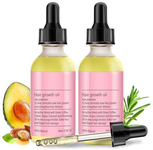Veganic Natural Hair Growth Oil - 3 Bottles With Rosemary Oil for Thin Damaged Hair - Suitable for Women & Men