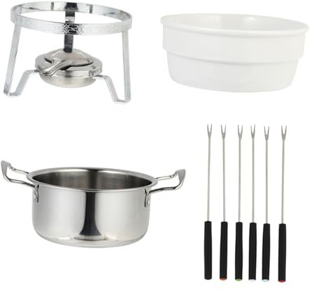COLLBATH 1ensemble Set Fondue Acier Et Appareil De Chauffage pour Chocolat Fromage Et Beurre pour Conviviales Et