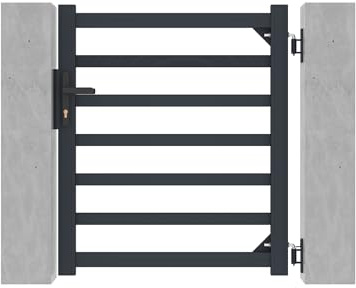 Casanoov Portillon ANTELAO 1x1,10m Aluminium Gris Anthracite – Design Barreaudé Ajouré Moderne – Léger Robuste Anti-Corrosion Résistant Intempéries – Montage Facile Clôture Jardin Sécurisée 93x110cm