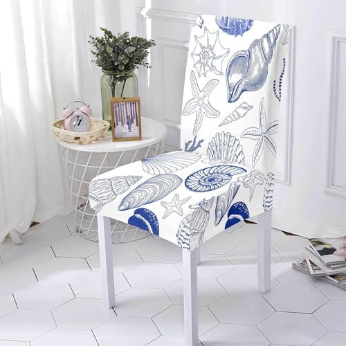 Stuhlhussen Blau Weiß Stuhlüberzug Weich Spandex Stuhlhussen Schwingstühle Stuhlbezug Waschbar Stuhl überzug Abnehmbare Stuhlbezüge mit Gummiband Hussen für Stühle Stuhlhussen 2er Set