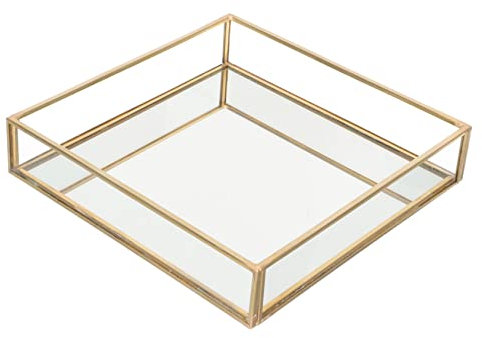 HOLIDYOYO Dekorativer Tray Mit Messingrahmen Schmuck Kosmetik Organizer Für Badezimmer Stilvolles Deko-element Als Für Einweihungspartys