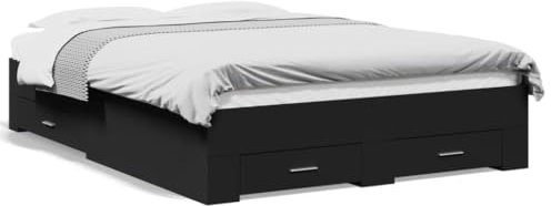Xichuzi Bettgestell mit Schubladen Schwarz 120x190 cm Holzwerkstoff, Bett, Bettgestell, Jugendbett, Schlafzimmer Bett, Bed Frame -3280413
