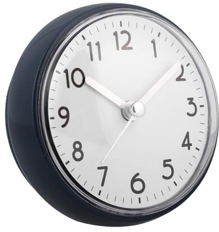 ADOCARN Reloj De Pared Pequeño con Ventosa para Baño y Ducha, Resistente Al Vapor, Color Blanco con Verde, Adecuado para Cocina y Ambientes Húmedos, Sin Batería Integrada