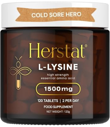 Herstat L-Lysine 1500mg | High Potency Essential Amino Acid, Vegetable Tablets, 120ct