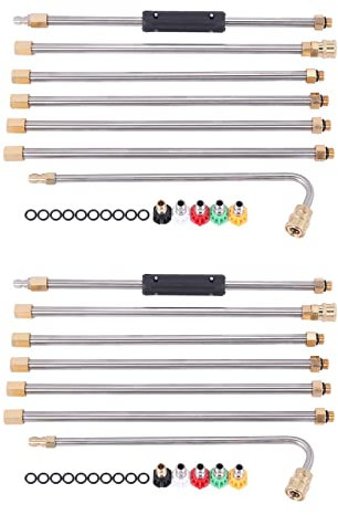 Outil de nettoyage de gouttière pour nettoyeur haute pression – Buse de nettoyage de toit avec 5 embouts – 4000 PSI – Solution efficace de nettoyage de gouttière pour l'entretien de la maison