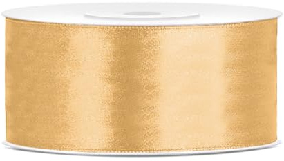 25 Meter Satinband Honig Gold 38mm Schleifenband Satin goldenes Dekoband edel Geschenkband für Hochzeit Jubiläum Kommunion Geschenkverpackung Stoffband goldene Schleife