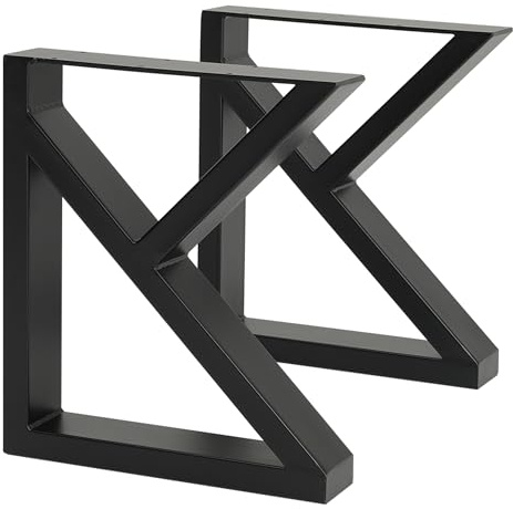 FUKEA Tischbeine Metall 2 Stück K Form Tischfüße Schwarz Tischgestell DIY Möbelfüße für Schreibtisch Couchtisch Esstisch Sitzbank B35 x H40 cm