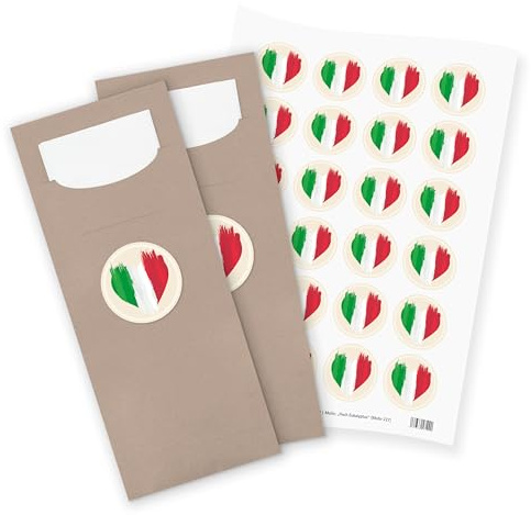 itenga 24x Bestecktaschen Pochetten aus Papier inkl. Serviette I Flagge Italien I 8,2 cm x 20,0 cm I geeignet für italienische Anlässe, Mottopartys,Geburtstage
