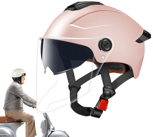Miyanvuo Leichthelm | Jethelm für Motorrad | Doppelvisier Atmungsaktiver Kopfschutz Für Männer Frauen Motorradfahrt Sportroller