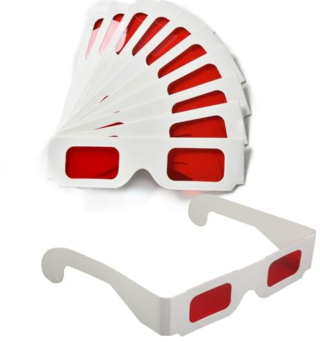 Lot de 20 lunettes 3D rouges en papier rouge pour film 3D Secret Reveal - Verres rouges 3D - Lunettes de visualisation 3D