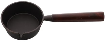 Alipis Sartén de Hierro Fundido Mini Antiadherente con Mango de Madera Sartén Plana para Tortilla de Huevos Apta para Horno Inducción y Estufa para Calentar Aceite y Cocinar