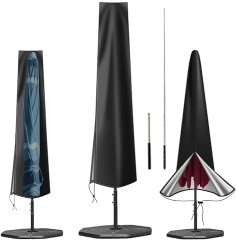 Cantilever Parasol Cover – Parasol Covers Waterproof 210D Oxford Outdoor Umbrella Cover with Zipper & Drawstring – Fits 2m to 3m Garden Umbrellas (190×30×50cm)(Black)
