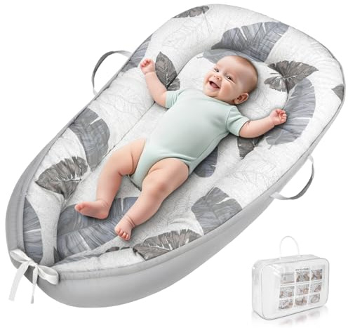 HOTUT Riduttore Lettino Neonato,Bozzolo Culla per Bebè neonata bilaterale,100% Cotone Nido per Neonati,Sacco a Pelo per Neonati Portatile e Lettino da viaggio
