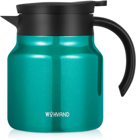 WYHVAND 800ml Thermal Coffee Carafe, Stainless Steel Insulated Jug, Agave Teal | Thermal Carafe, One-Hand Pour, Leakproof Lid, Anti-Slip Base for Personal Use